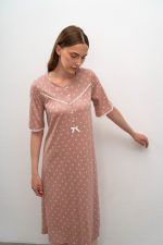 Vamp Μακρύ Πουά Νυχτικό με Κουμπιά 16018 Lamoda.gr