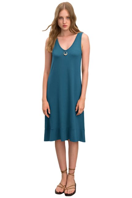 Μονόχρωμο Αμάνικο Φόρεμα Vamp 16525 Lamoda.gr