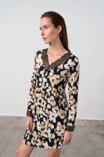 Χειμερινό Νυχτικό MicroModal με Δαντέλα Vamp 17021 Lamoda.gr