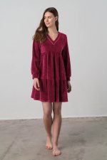 Βελουτέ Φόρεμα Μονόχρωμο Vamp 17215 Lamoda.gr