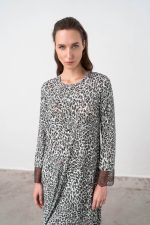 Vamp Χειμερινό Νυχτικό Animal Print με Κουμπιά 17090 Lamoda.gr