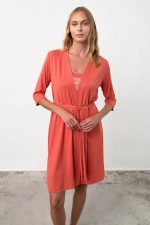 Vamp Γυναικεία Μονόχρωμη Ρόμπα Micromodal 18158 Lamoda.gr