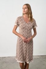 Vamp Floral Νυχτικό Κοντομάνικο με Κουμπάκια 18122 Lamoda.gr