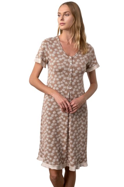 Vamp Floral Νυχτικό Κοντομάνικο με Κουμπάκια 18122 Lamoda.gr