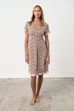 Vamp Floral Νυχτικό Κοντομάνικο με Κουμπάκια 18122 Lamoda.gr