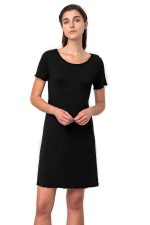 Μονόχρωμο Φόρεμα Viscose με Κοντό Μανίκι Vamp 18492