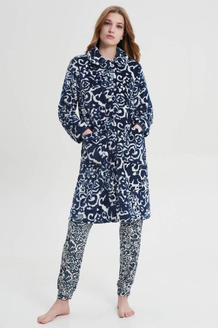 Vamp Χειμερινή Ρόμπα Fleece με Κουμπιά 19070 Lamoda.gr