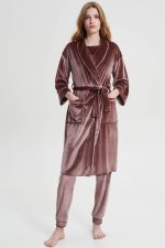 Vamp Γυναικεία Βελουτέ Ρόμπα Σταυρωτή 19349 Lamoda.gr