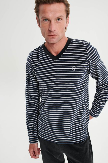 Vamp Ανδρική Χειμερινή Πιτζάμα Homewear Βελουτέ 19750 Lamoda.gr
