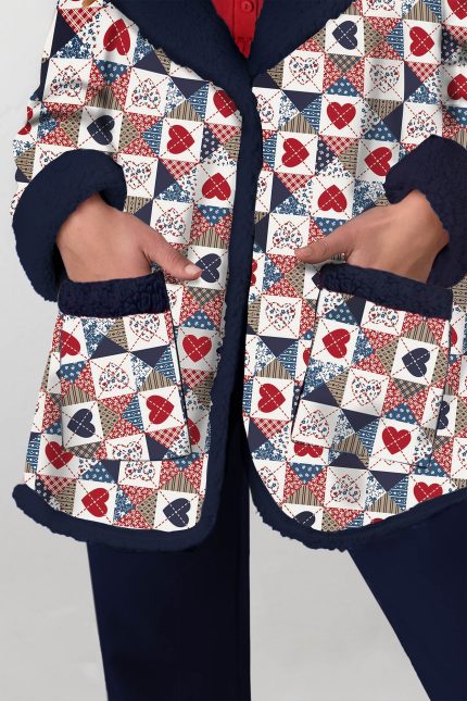 Χειμερινή Γυναικεία Ρόμπα Fleece με Κουκούλα Vamp 19509