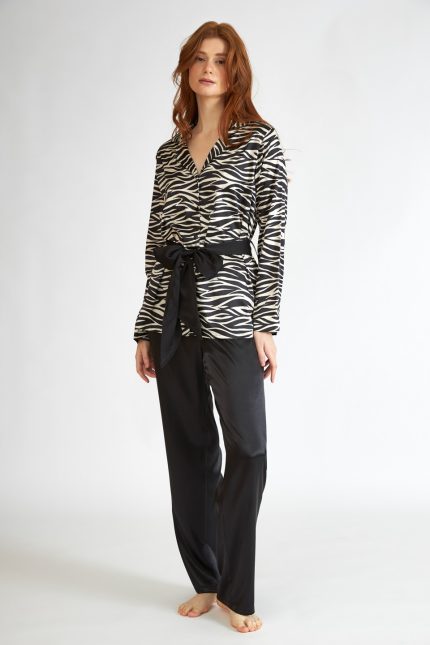 Harmony Σατέν Κουμπωτή Πυτζάμα Animal Print 32-605508 Lamoda.gr