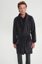 Vamp Ανδρική Μονόχρωμη Ρόμπα Χειμερινή Fleece 19653 Lamoda.gr