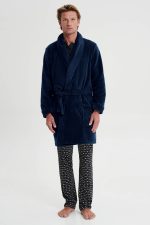 Vamp Ανδρική Μονόχρωμη Ρόμπα Χειμερινή Fleece 19653 Lamoda.gr
