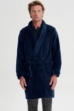 Vamp Ανδρική Μονόχρωμη Ρόμπα Χειμερινή Fleece 19653 Lamoda.gr