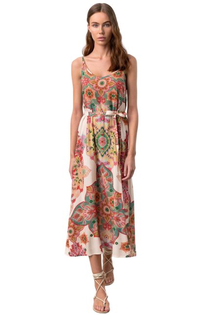Vamp Γυναικείο Εμπριμέ Μακρύ Φόρεμα Viscose 18468 Lamoda.gr