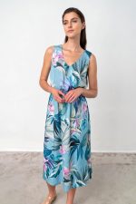 Vamp Γυναικείο Εμπριμέ Μακρύ Φόρεμα Viscose 18528 Lamoda.gr