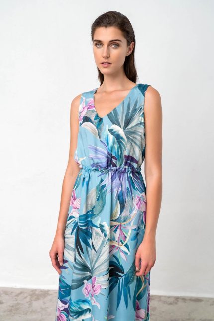 Vamp Γυναικείο Εμπριμέ Μακρύ Φόρεμα Viscose 18528 Lamoda.gr
