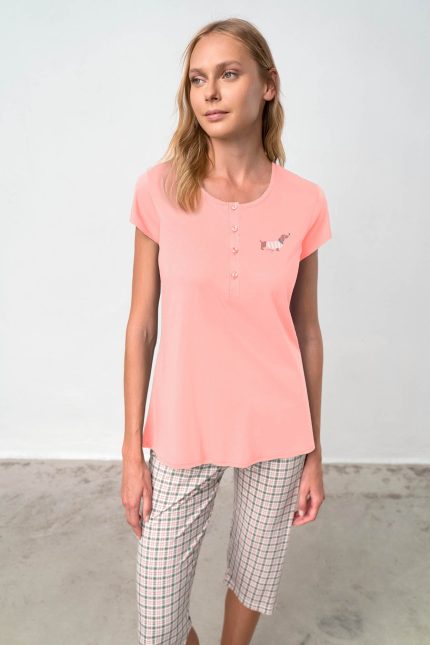 Vamp Γυναικεία Πυτζάμα με Κοντό Μανίκι 20918 Lamoda.gr