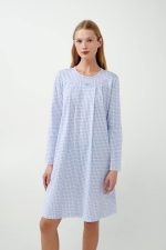 Vamp Γυναικείο Βαμβακερό Νυχτικό Με Πιέτες 21380 Lamoda.gr