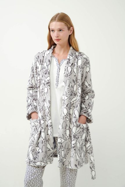 Vamp Σταυρωτή Ρόμπα Fleece με Λαγουδάκια 21462 Lamoda.gr