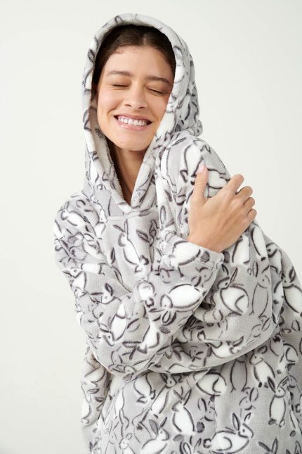 Vamp Χειμερινή Ρόμπα Fleece με Κουκούλα 21463 Lamoda.gr