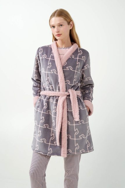 Vamp Γυναικεία Σταυρωτή Fleece Ρόμπα 21482 Lamoda.gr