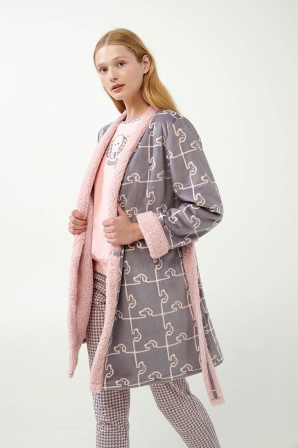 Vamp Γυναικεία Σταυρωτή Fleece Ρόμπα 21482 Lamoda.gr