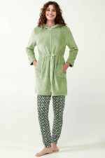 Μονόχρωμη Fleece Ρόμπα με Φερμουάρ Vamp 21330