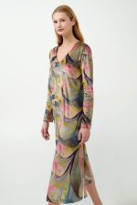 Vamp Μακρύ Floral Φόρεμα Βελουτέ 21135 Lamoda.gr