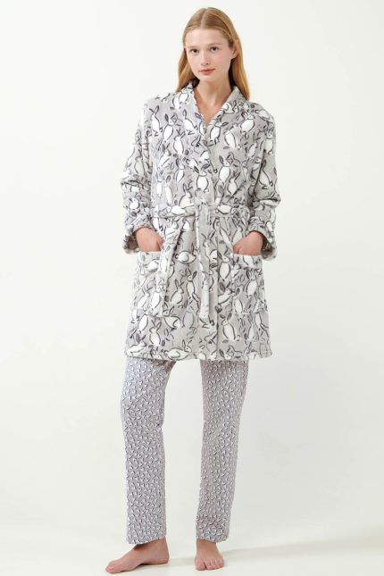 Vamp Σταυρωτή Ρόμπα Fleece με Λαγουδάκια 21462 Lamoda.gr
