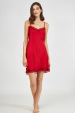 Harmony Μονόχρωμo Σατέν Νυχτικό με Δαντέλα 34-607515 Lamoda.gr