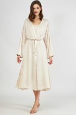 Harmony Μονόχρωμη Satin Ρόμπα με Δαντέλα 34-607518 Lamoda.gr