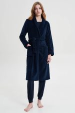 Σταυρωτή Μονόχρωμη Ρόμπα Fleece Vamp 19218