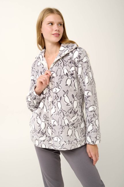 Vamp Κοντή Fleece Ρόμπα με Φερμουάρ 21457 lamoda.gr