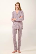 Vamp Κουμπωτή Πυτζάμα με Houndstooth Μοτίβο 21497 Lamoda.gr