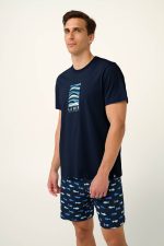 Βαμβακερή Ανδρική Πυτζάμα με Εμπριμέ Παντελόνι Vamp 22640