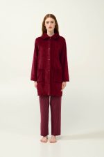 Μονόχρωμη Γυναικεία Ρόμπα Fleece Κουμπωτή Vamp 23362