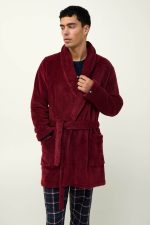 Fleece Μονόχρωμη Ανδρική Ρόμπα Vamp 23693