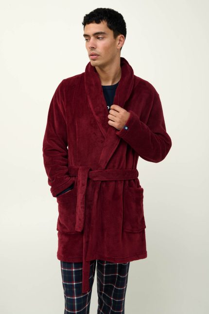 Fleece Μονόχρωμη Ανδρική Ρόμπα Vamp 23693
