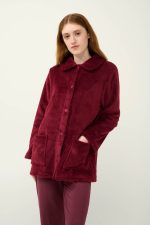 Κουμπωτή Κοντή Γυναικεία Ρόμπα Fleece Vamp 23358