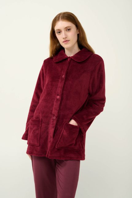 Κουμπωτή Κοντή Γυναικεία Ρόμπα Fleece Vamp 23358