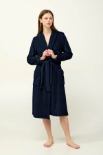 Μονόχρωμη Μακριά Γυναικεία Ρόμπα Fleece Vamp 23361