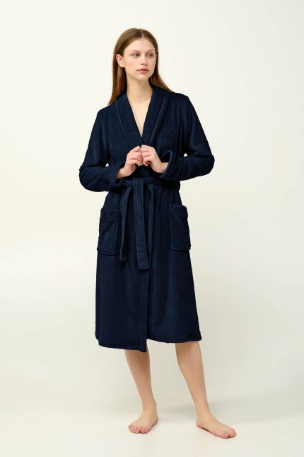 Μονόχρωμη Μακριά Γυναικεία Ρόμπα Fleece Vamp 23361