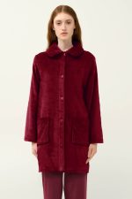 Μονόχρωμη Γυναικεία Ρόμπα Fleece Κουμπωτή Vamp 23362