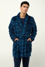 Fleece Καρό Χειμερινή Ανδρική Ρόμπα Vamp 23790