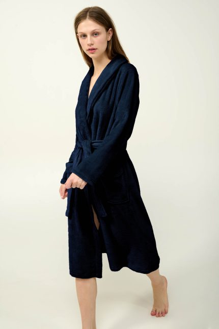 Μονόχρωμη Μακριά Γυναικεία Ρόμπα Fleece Vamp 23361