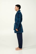 Fleece Καρό Χειμερινή Ανδρική Ρόμπα Vamp 23790