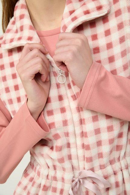 Γυναικείο Καρό Fleece Γιλέκο Vamp 23325