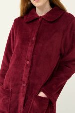 Μονόχρωμη Γυναικεία Ρόμπα Fleece Κουμπωτή Vamp 23362