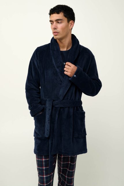 Fleece Μονόχρωμη Ανδρική Ρόμπα Vamp 23693